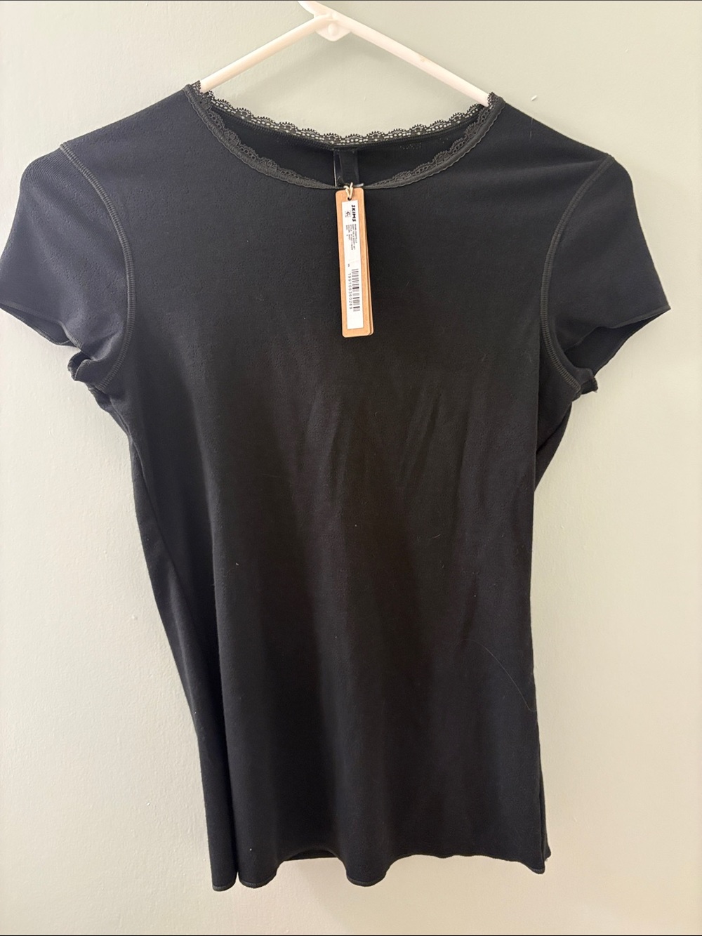 Skims Black Lace-Trim Babytee
